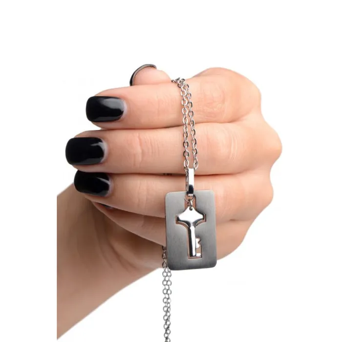 XR Brands Master Series Cuffed Locking Bracelet and Key Necklace Vibrators