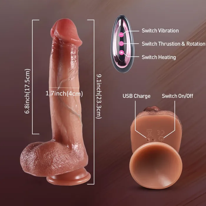 YIQU Female Sex Toys YIQU 221cm Realistic 10 Vibrating Dildo With Heating 10 Thrusting 360 Rotating