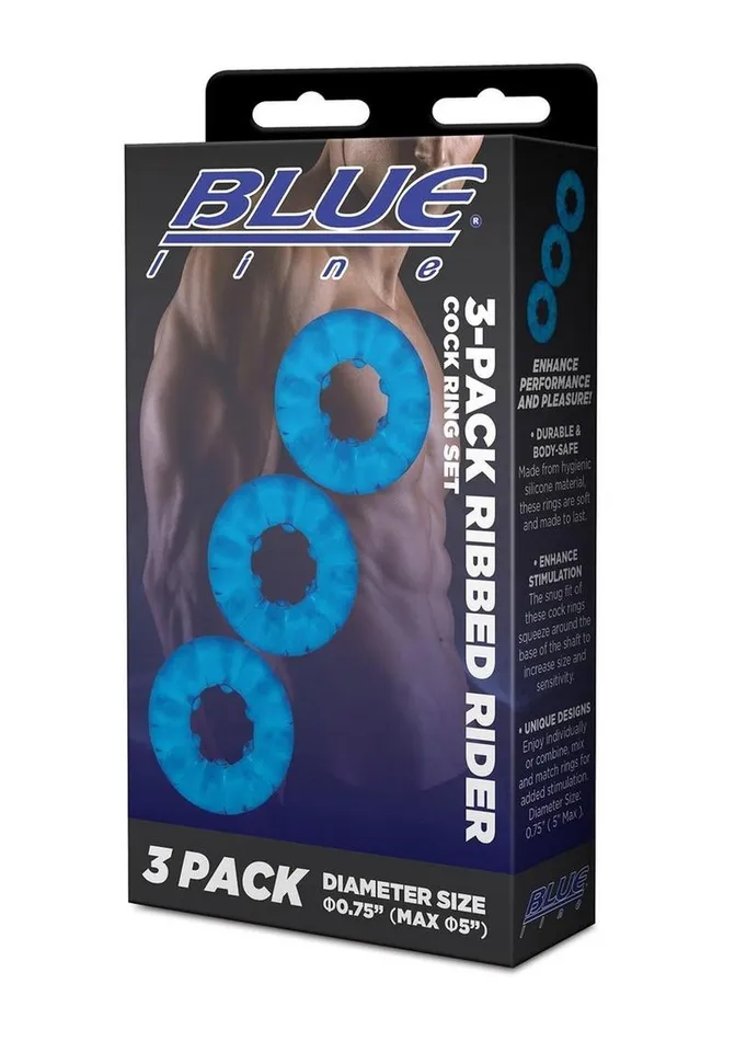 Blue Line CandB Gear Blue Line Ribbed Rider Cock Ring Male Sex Toys Blue Line CandB Gear Blue Line Ribbed Rider Cock Ring Male Sex Toys