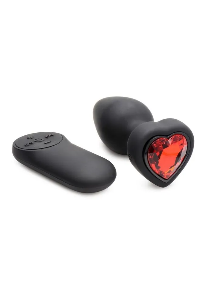 Booty Sparks 28x Rechargeable Silicone Vibrating Heart Anal Plug with Remote Control Booty Sparks Male Sex Toys