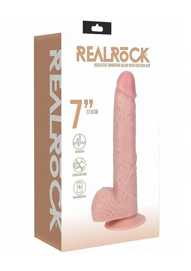 Female Sex Toys Real Rock Realrock Vibrating Cock with Balls Regular Straight