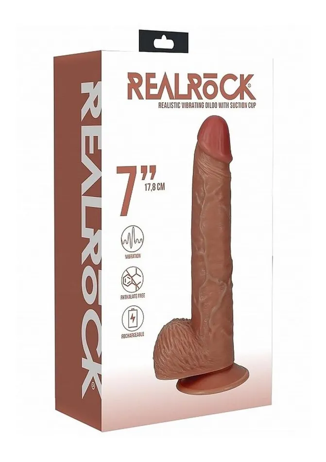 Female Sex Toys Real Rock Realrock Vibrating Cock with Balls Regular Straight