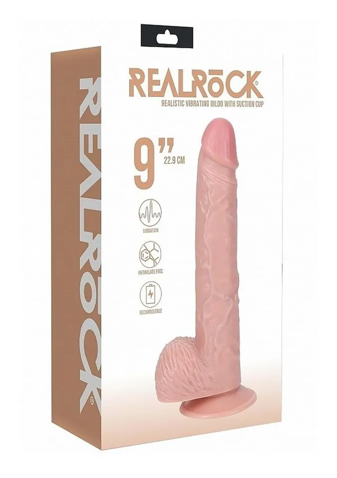 Female Sex Toys Real Rock Realrock Vibrating Cock with Balls Regular Straight