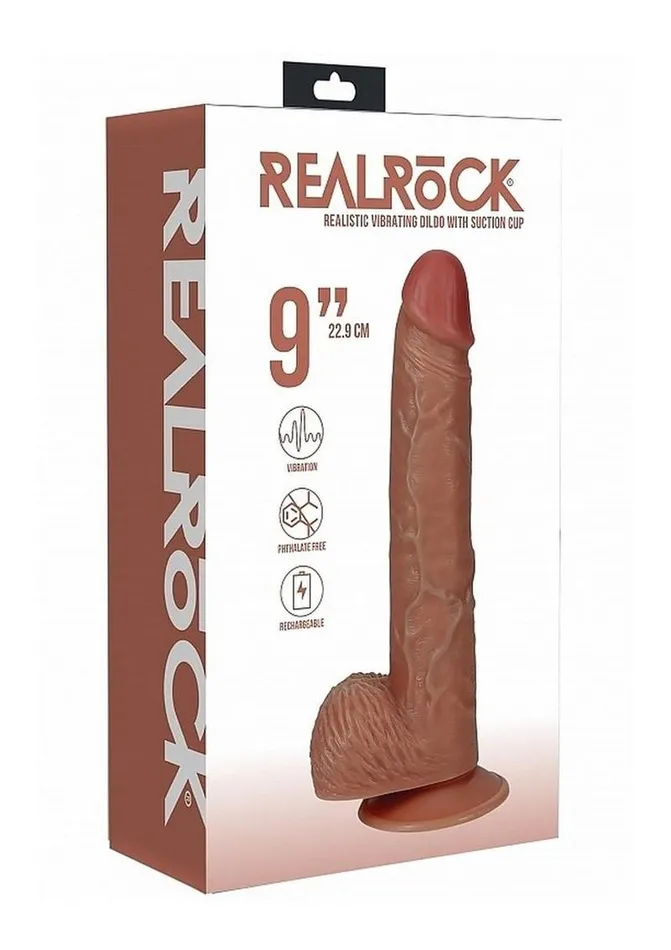 Female Sex Toys Real Rock Realrock Vibrating Cock with Balls Regular Straight