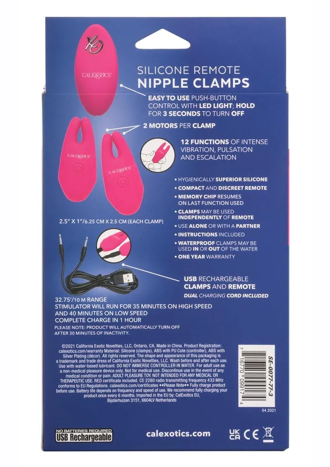 Female Sex Toys Remote Controlled Vibes Silicone Remote Rechargeable Nipple Clamps