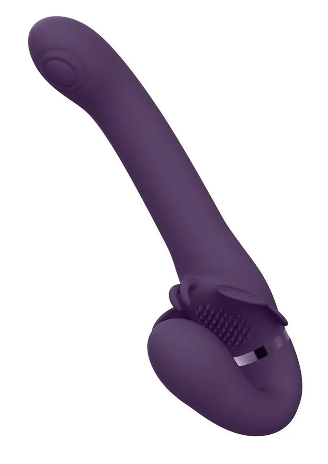 Female Sex Toys Vive Satu Rechargeable Silicone Pulse Wave and Vibrating Strapless StrapOn Vive by Shots