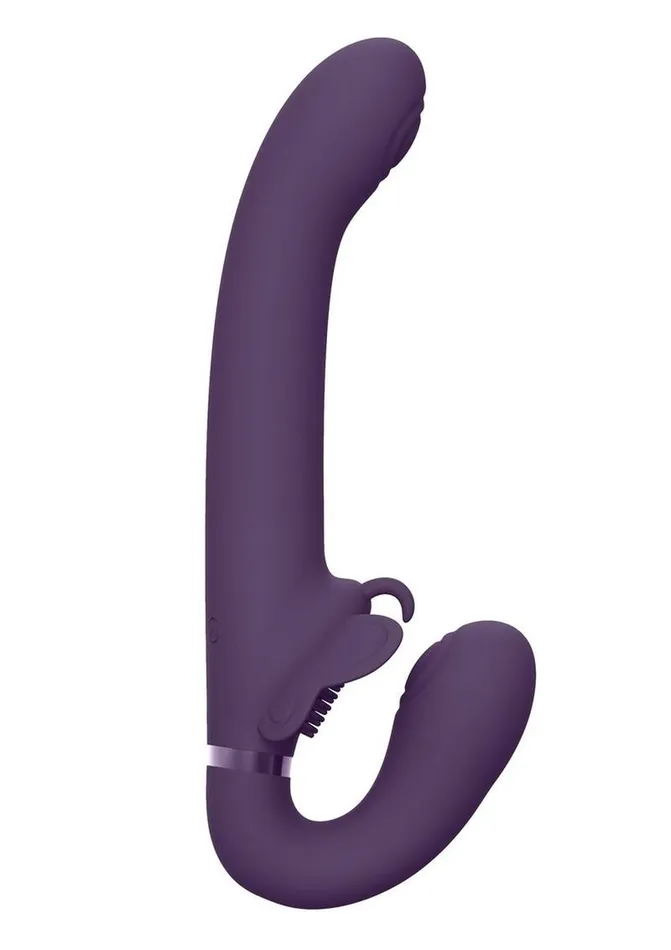 Female Sex Toys Vive Satu Rechargeable Silicone Pulse Wave and Vibrating Strapless StrapOn Vive by Shots