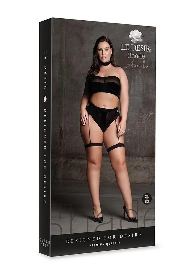 Male Sex Toys Le Desir Le Desir Shade Ananke Xii Three Piece with Choker Bandeau Top and Pantie with Garters