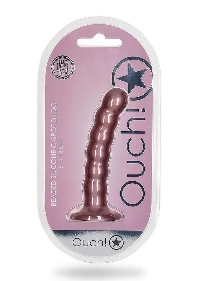 Ouch Ouch Beaded GSpot Silicone Dildo 5in Metallic Female Sex Toys