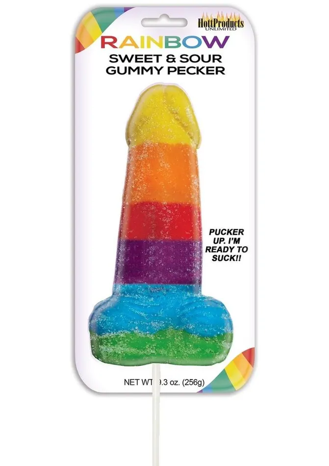 Rainbow Sweet and Sour Jumbo Gummy Pecker Rainbow Dildos