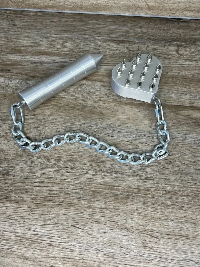 Ballisticmetal Anal Wholesale Vixens Vicious Spiked Heart Flail Chain Whip CNC Machined Aluminum Handle Steel Chain Link Flogger Stinger Paddle Impact Device Spike