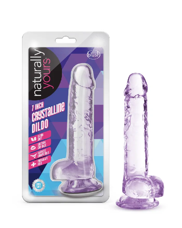 Blush Novelties Dildos Naturally Yours 7 Inch Crystalline Dildo Amethhyst