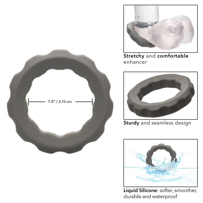 CalExotics Alpha Liquid Silicone Erect Ring Gray Male Sex Toys CalExotics Alpha Liquid Silicone Erect Ring Gray Male Sex Toys