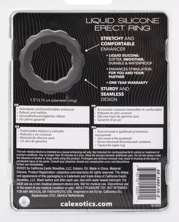 CalExotics Alpha Liquid Silicone Erect Ring Gray Male Sex Toys CalExotics Alpha Liquid Silicone Erect Ring Gray Male Sex Toys