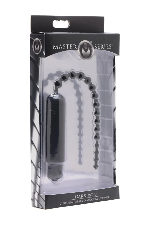 Dark Rod Vibrating Beaded Silicone Sound XR Brands Master Series Female Sex Toys Dark Rod Vibrating Beaded Silicone Sound XR Brands Master Series Female Sex Toys