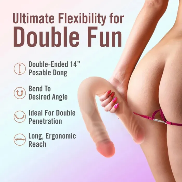 Dildos Dr Skin Plus 14 Posable Double Dong Beige Blush