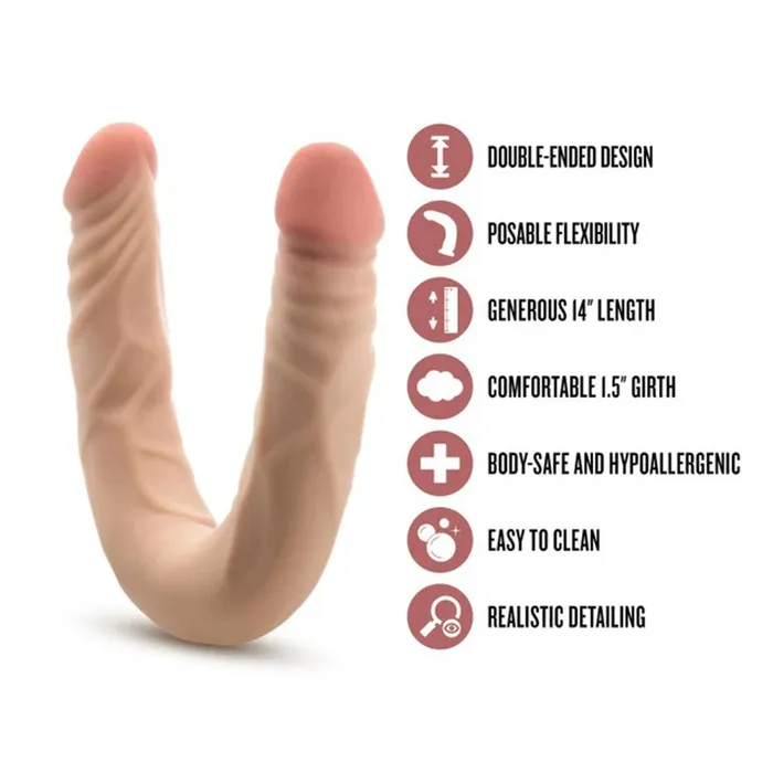 Dildos Dr Skin Plus 14 Posable Double Dong Beige Blush