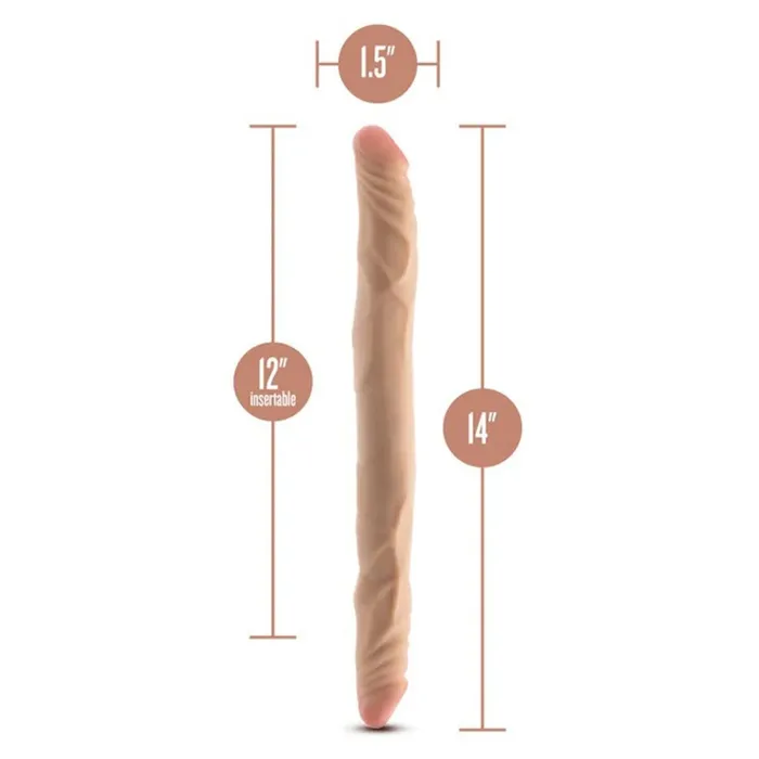 Dildos Dr Skin Plus 14 Posable Double Dong Beige Blush