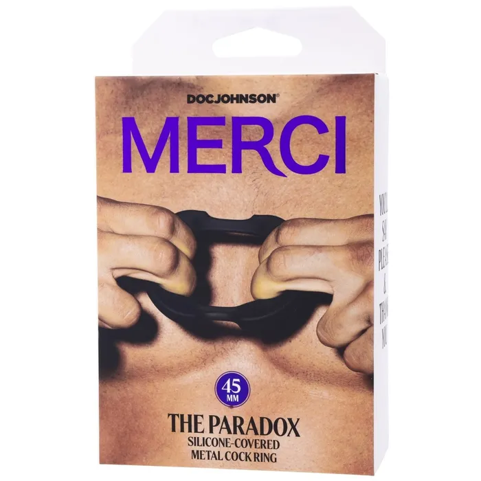 Doc Johnson Merci the Paradox Silicone Covered Metal Cock Ring 45mm Black Male Sex Toys Doc Johnson Merci the Paradox Silicone Covered Metal Cock Ring 45mm Black Male Sex Toys