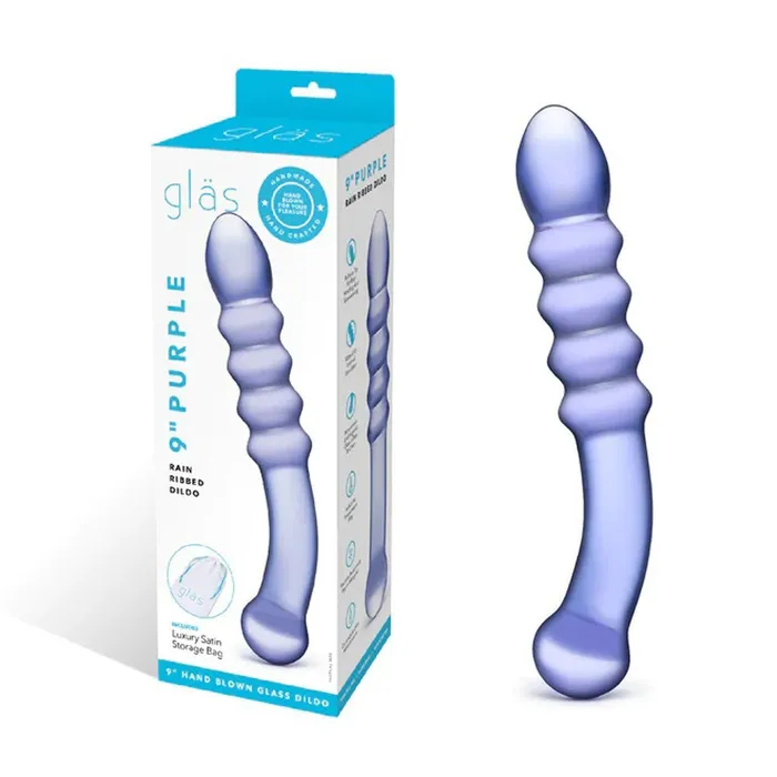 Glas Dildos Purple Rain Ribbed Dildo Glas Dildos Purple Rain Ribbed Dildo