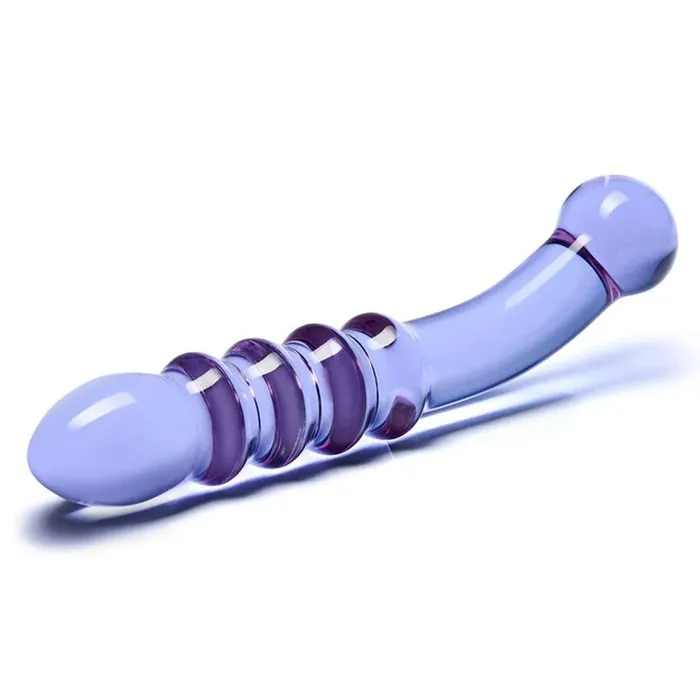Glas Dildos Purple Rain Ribbed Dildo Glas Dildos Purple Rain Ribbed Dildo