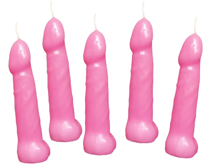 Hott Products Vibrators Bachelorette Pecker Party Pink Candles 5pk