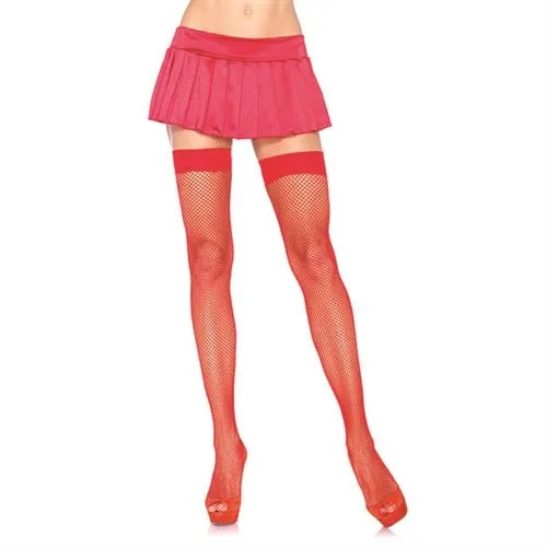 Leg Avenue Vibrators Fishnet Thigh High One Size Red