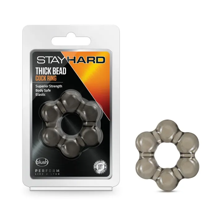 Male Sex Toys Blush Novelties Stay Hard Thick Bead Cock Ring Black