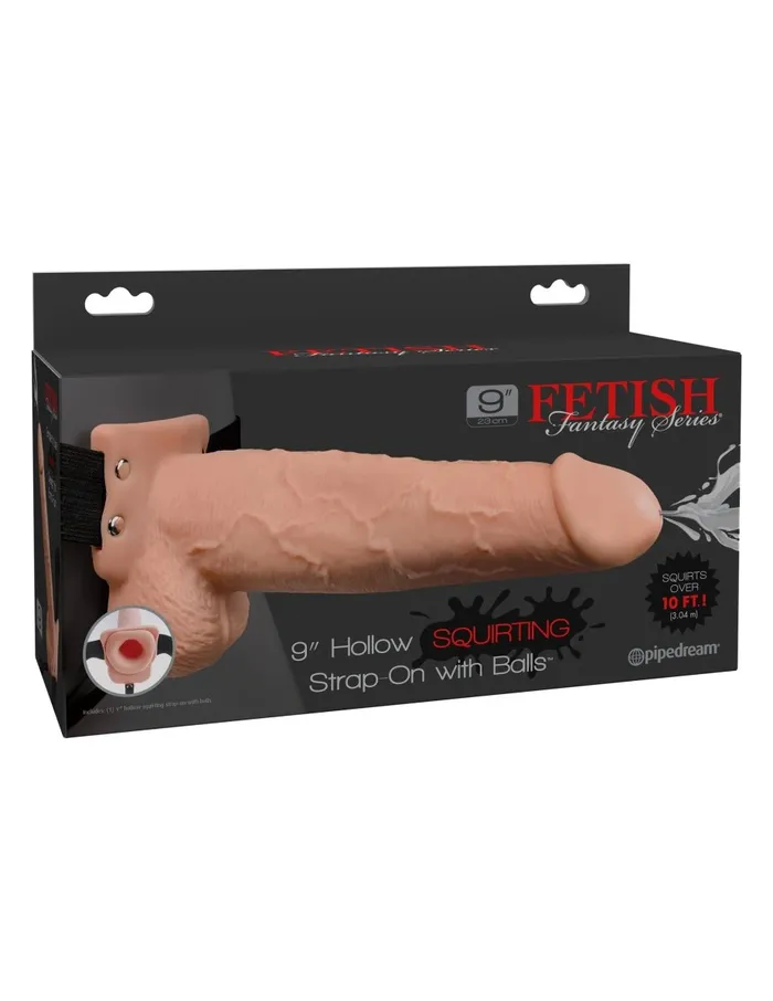Pipedream Female Sex Toys Fetish Fantasy Series 9 Inch Hollow Squirting Strapon With Balls Flesh
