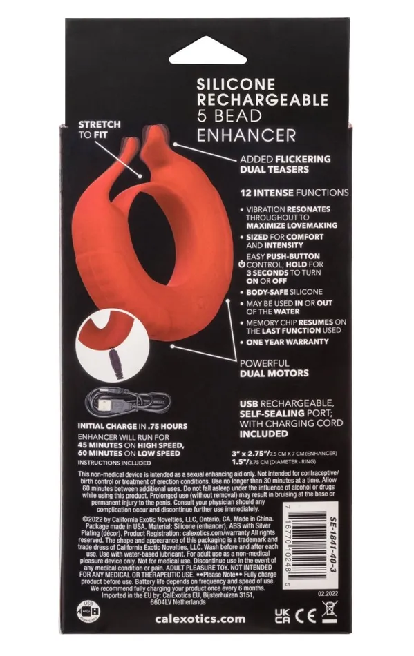 Silicone Rechargeable Taurus Enhancer Red CalExotics Anal