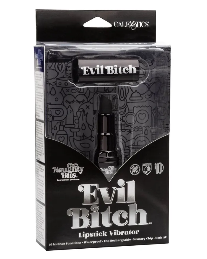 Vibrators CalExotics Naughty Bits Evil Bitch Lipstick Vibrator Black