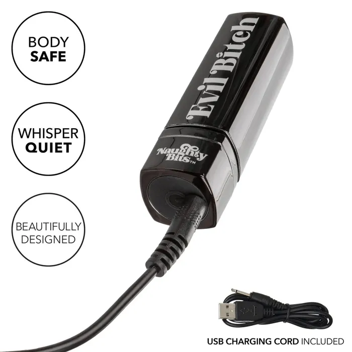 Vibrators CalExotics Naughty Bits Evil Bitch Lipstick Vibrator Black