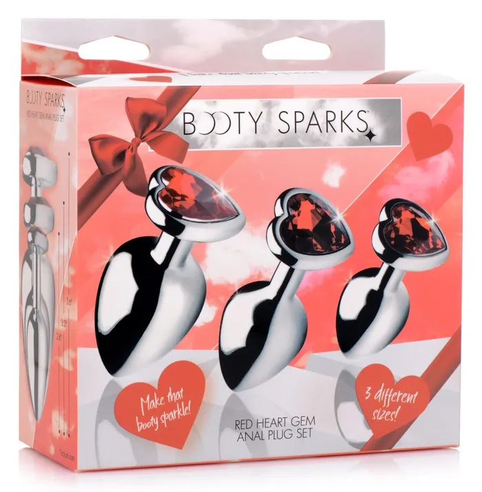 XR Brands Booty Sparks Anal Red Heart Gem Anal Plug Set XR Brands Booty Sparks Anal Red Heart Gem Anal Plug Set