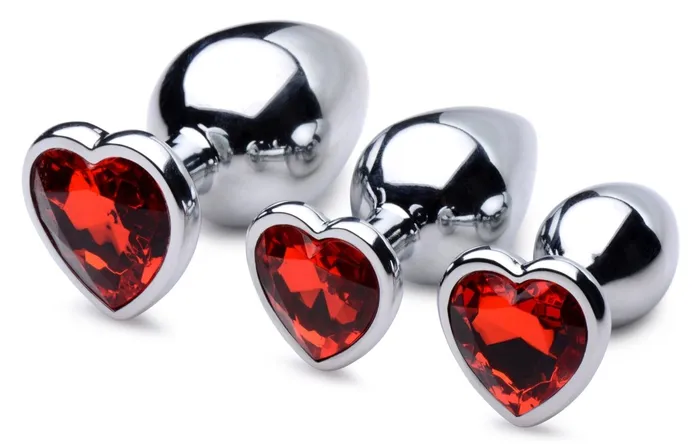 XR Brands Booty Sparks Anal Red Heart Gem Anal Plug Set XR Brands Booty Sparks Anal Red Heart Gem Anal Plug Set