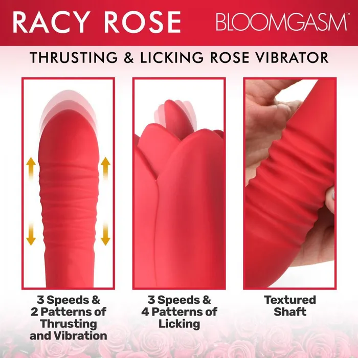 XR Brands inmi Vibrators Bloomgasm Racy Rose Thrust and Lick Vibrator Red XR Brands inmi Vibrators Bloomgasm Racy Rose Thrust and Lick Vibrator Red