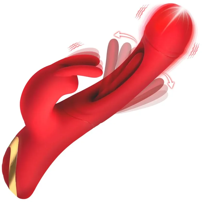 XR Brands inmi Vibrators Rabbit Flick Flicking Silicone Rabbit Vibrator Red XR Brands inmi Vibrators Rabbit Flick Flicking Silicone Rabbit Vibrator Red