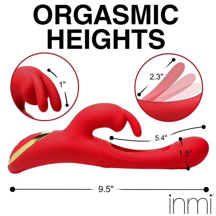XR Brands inmi Vibrators Rabbit Flick Flicking Silicone Rabbit Vibrator Red XR Brands inmi Vibrators Rabbit Flick Flicking Silicone Rabbit Vibrator Red