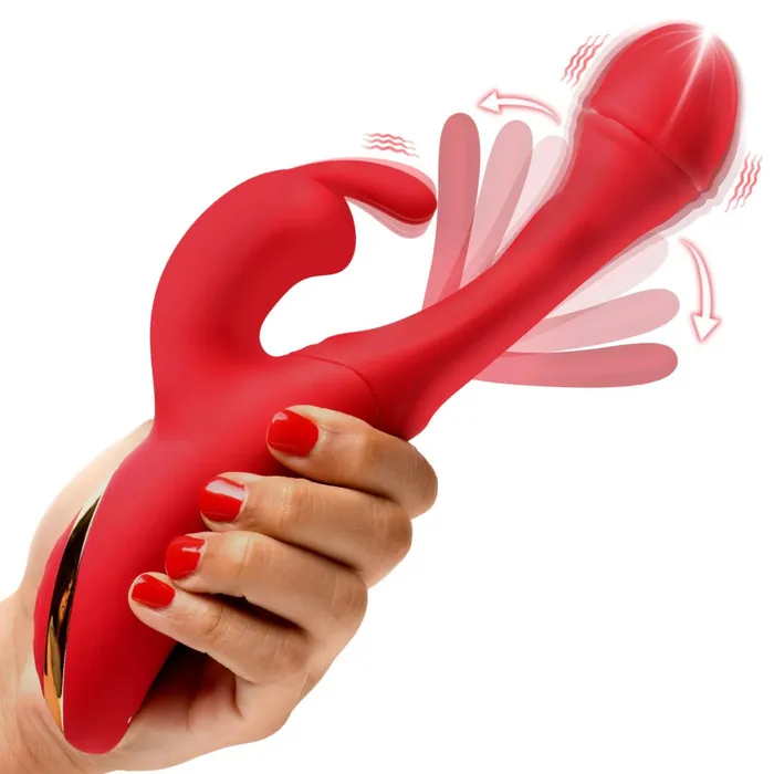 XR Brands inmi Vibrators Rabbit Flick Flicking Silicone Rabbit Vibrator Red XR Brands inmi Vibrators Rabbit Flick Flicking Silicone Rabbit Vibrator Red