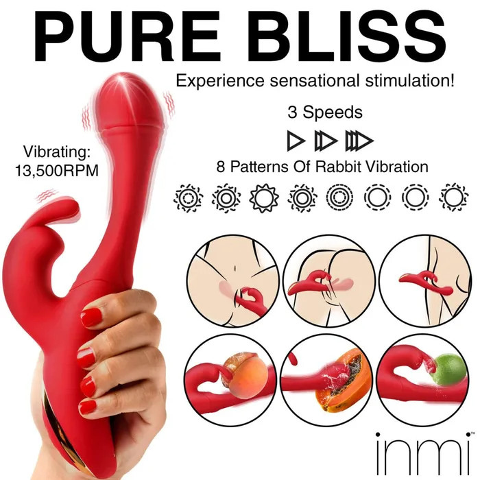 XR Brands inmi Vibrators Rabbit Flick Flicking Silicone Rabbit Vibrator Red XR Brands inmi Vibrators Rabbit Flick Flicking Silicone Rabbit Vibrator Red