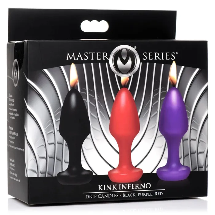 XR Brands Master Series Vibrators Kink Inferno Drip Candles Black Purple Red