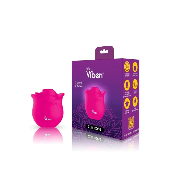 Zen Rose Hot Pink Handheld Rose Clitoral and Nipple Stimulator Viben Vibrators Zen Rose Hot Pink Handheld Rose Clitoral and Nipple Stimulator Viben Vibrators