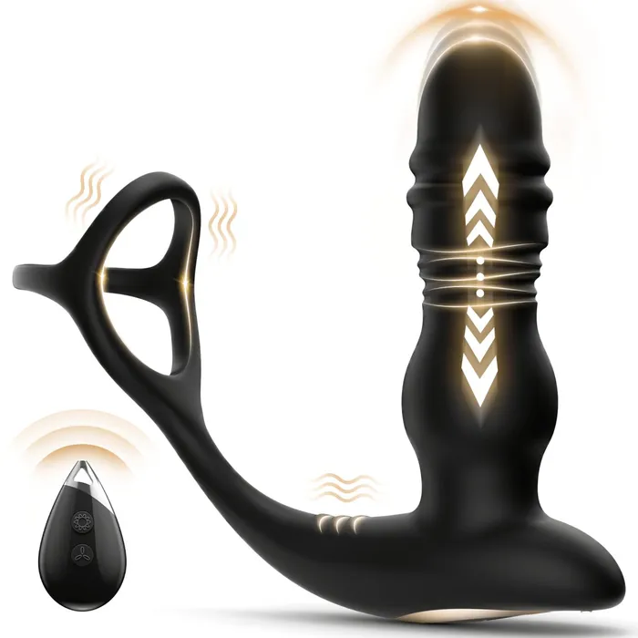 3 in 1 Thrusting and Vibrating Prostate Stimulation Anal Toy with Cock Ring Sohimi Male Sex Toys