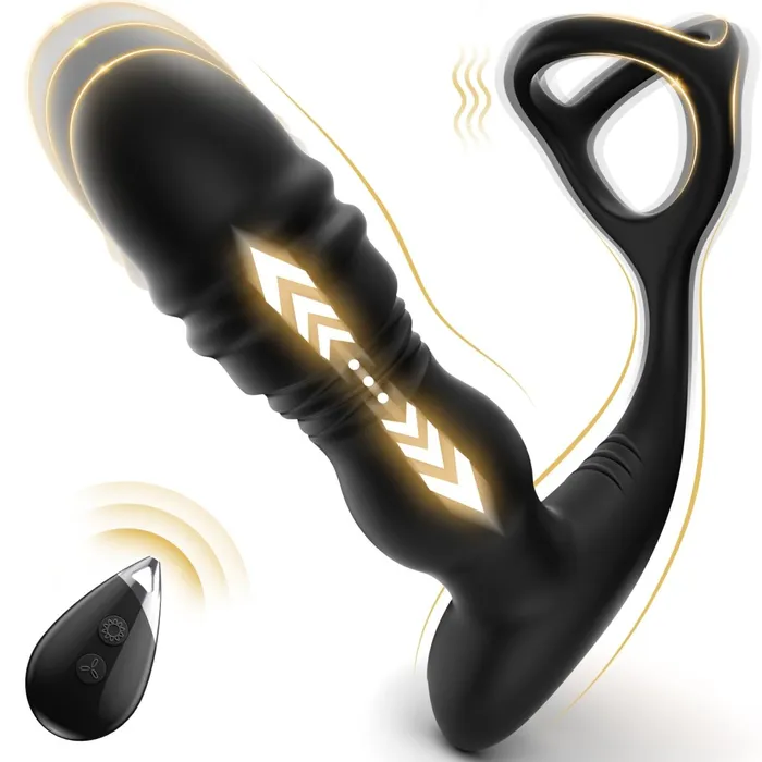 3 in 1 Thrusting and Vibrating Prostate Stimulation Anal Toy with Cock Ring Sohimi Male Sex Toys
