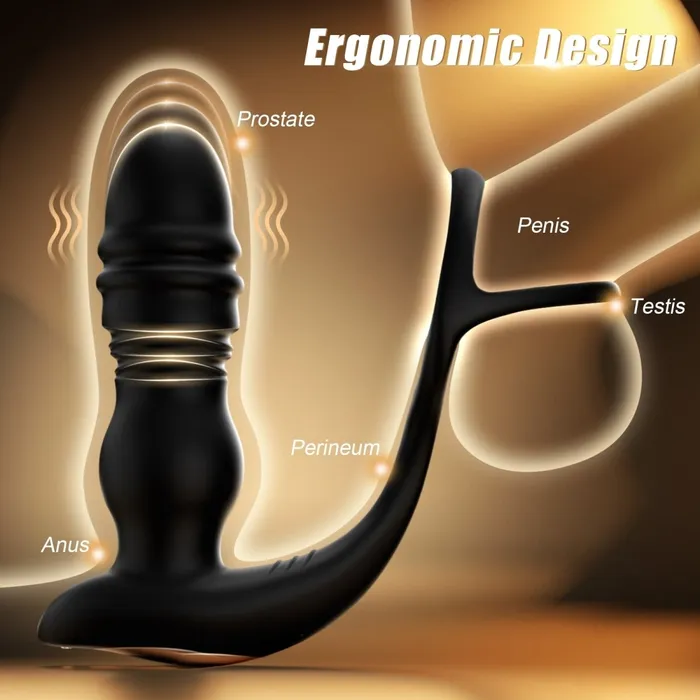 3 in 1 Thrusting and Vibrating Prostate Stimulation Anal Toy with Cock Ring Sohimi Male Sex Toys