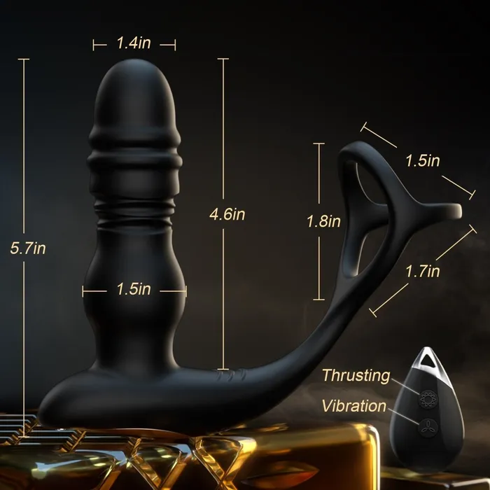 3 in 1 Thrusting and Vibrating Prostate Stimulation Anal Toy with Cock Ring Sohimi Male Sex Toys