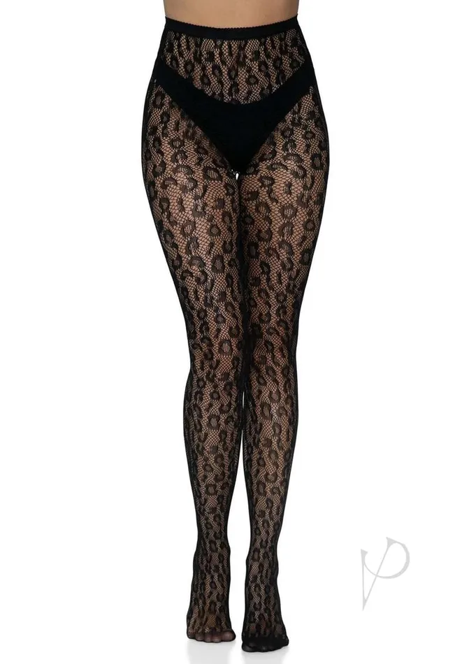 Anal Leg Avenue Leopard Net Tights Os Black