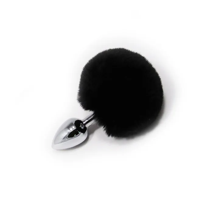 Castle Megastore Fetish Pleasure Play Black Bunny Tail Metal Plug Anal