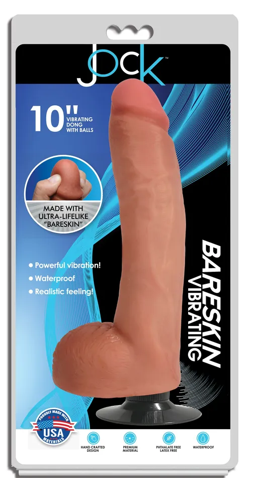 Curve Toys Dildos Jock Light Bareskin Vibrating Dildo With Balls 10 Inch