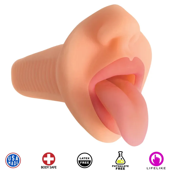 Curve Toys Male Sex Toys Mistress Courtney Vibrating Mouth Stroker Flesh