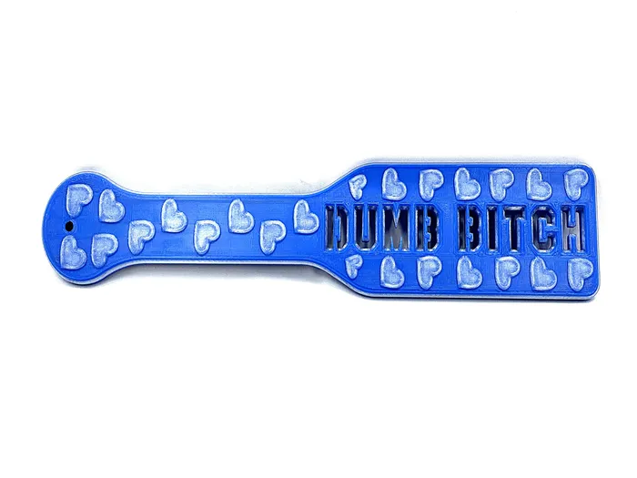 Dildos FetishToyBox 3D Printed Spanking Paddle DUMB BITCH Blue and Glow in the Dark